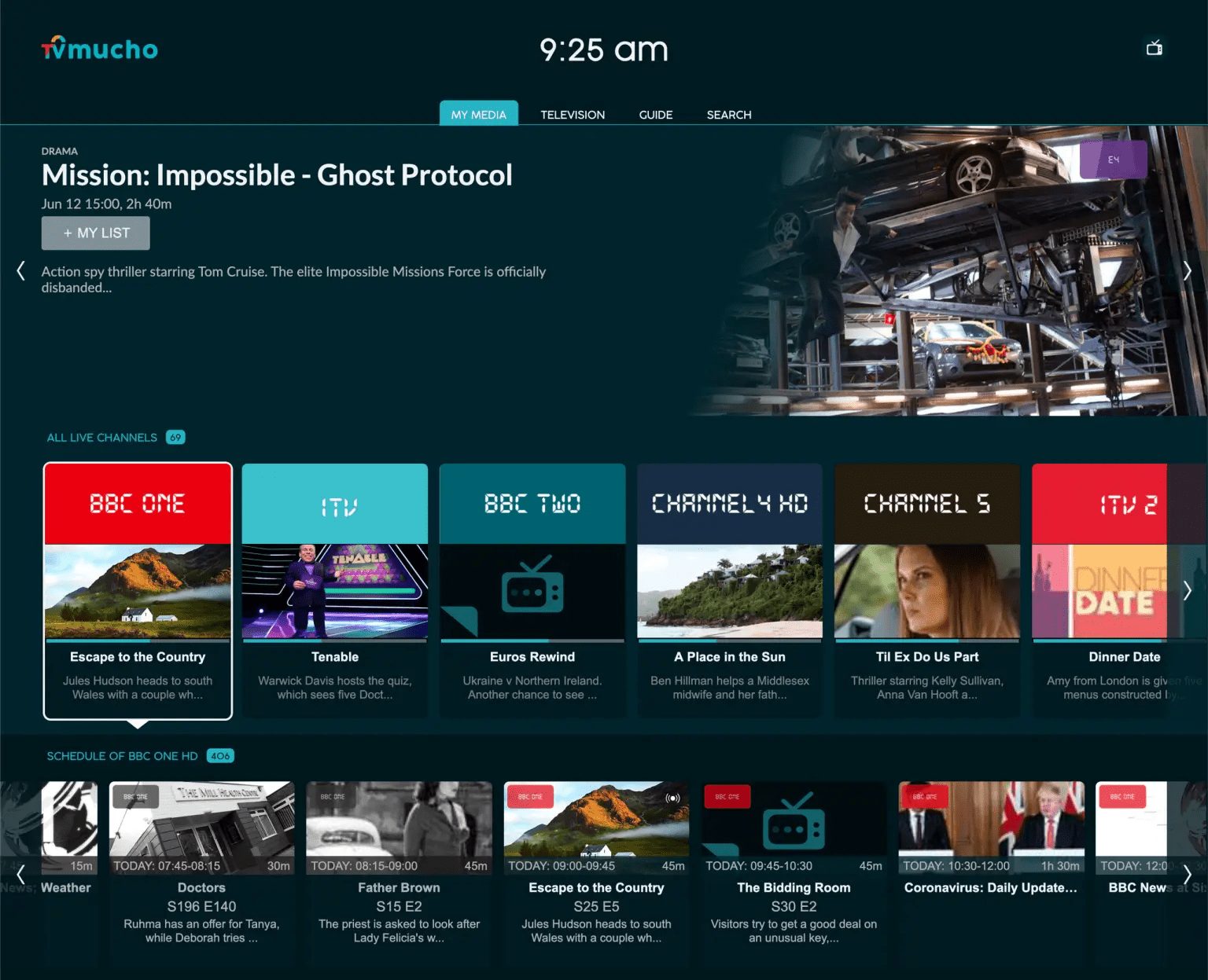 TVMucho Live TV Service Interface