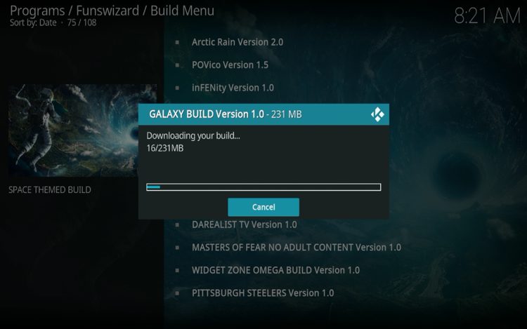 Wait for the Galaxy build to download.