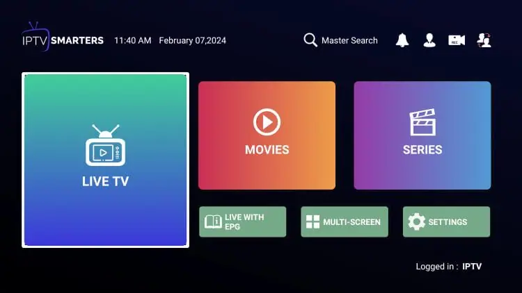 From the home screen, click Settings.
