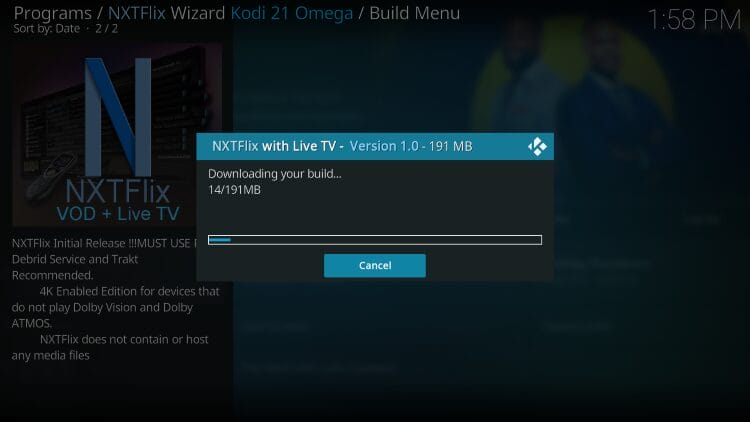 wait for the build to download
