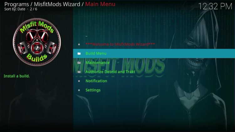 Choose Build Menu.