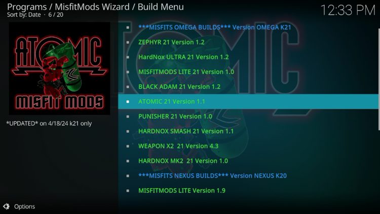 Locate and select Atomic 21.