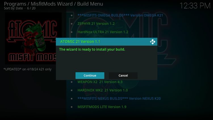 Click Continue.