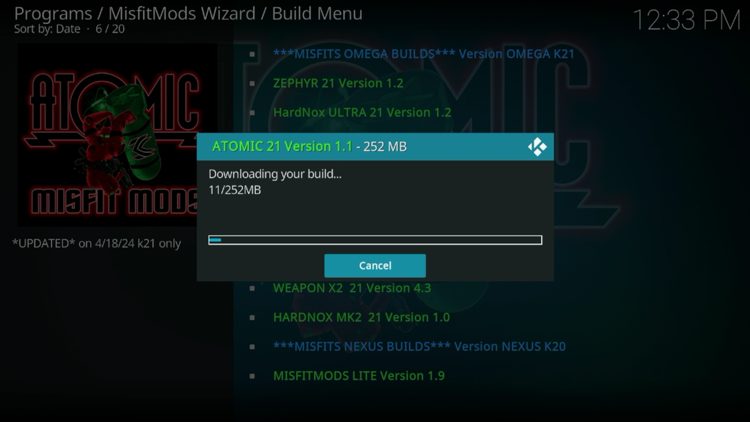 Wait for you build to download.