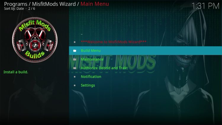 Choose Build Menu.