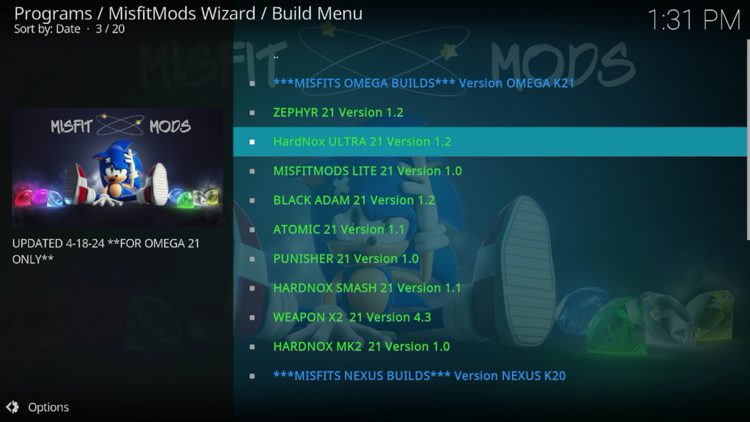 Locate and select Hard Nox Ultra 21.