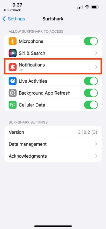 click notifications if settings launch