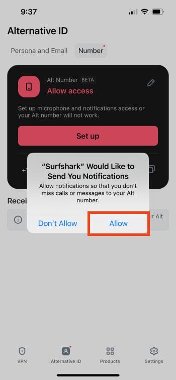select allow again