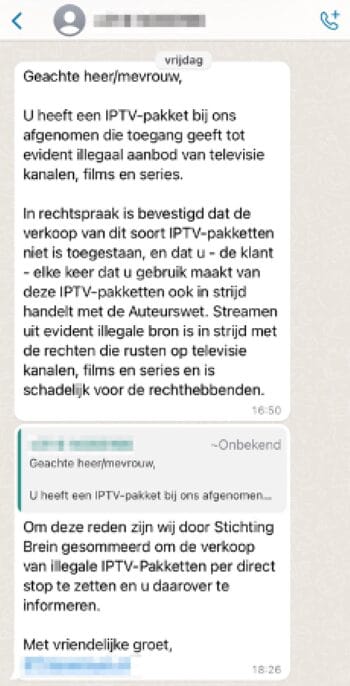 IPTVPremium whatsapp message