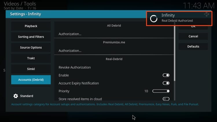 authorization complete message appears