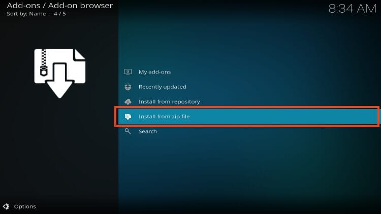 click install from zip