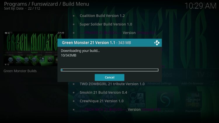 Wait for you build to download.