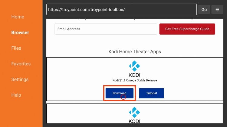 click download to install kodi 21.1 on firestick