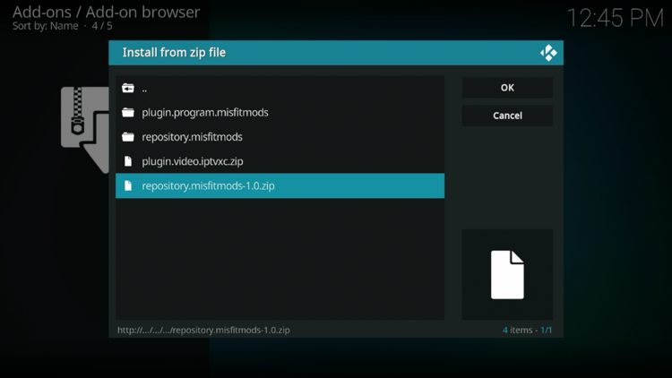 Select the zip file URL - repository.misfitmods.zip