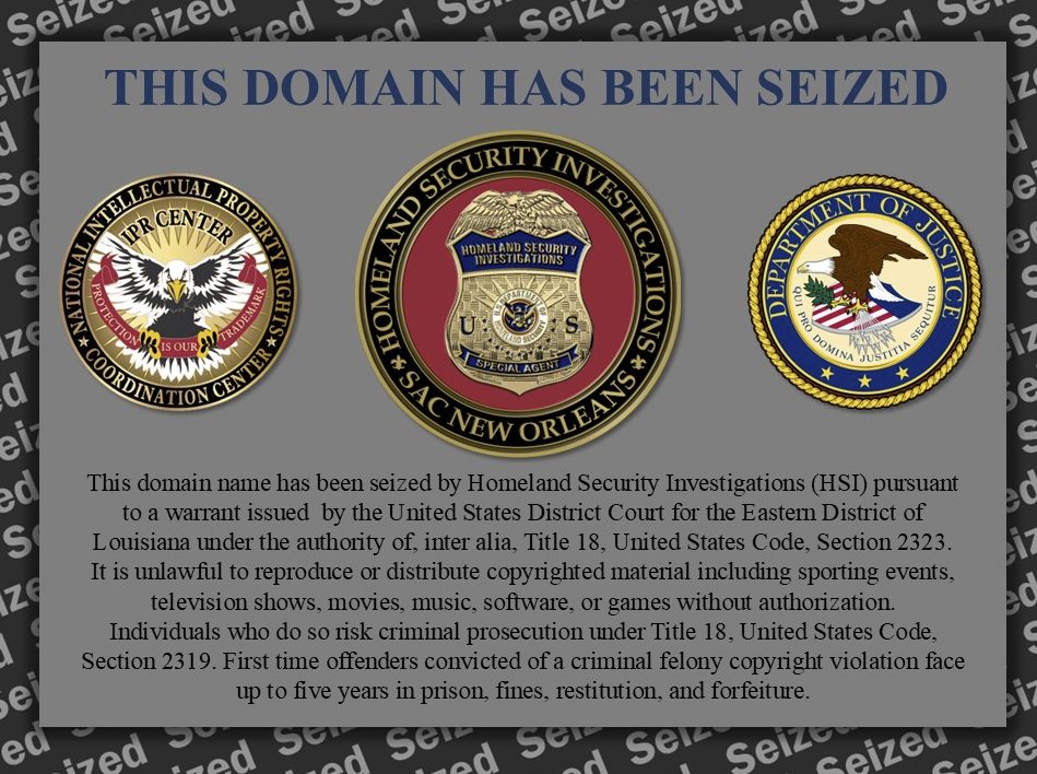 Seizure of the Streameast domain