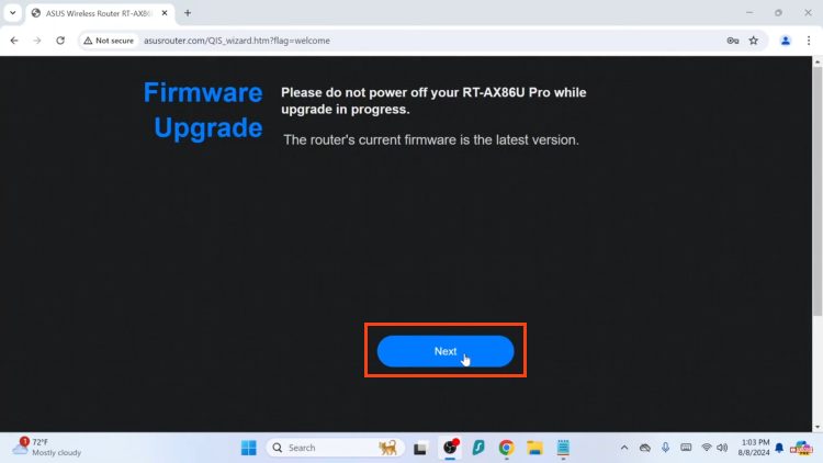 click next when update finishes