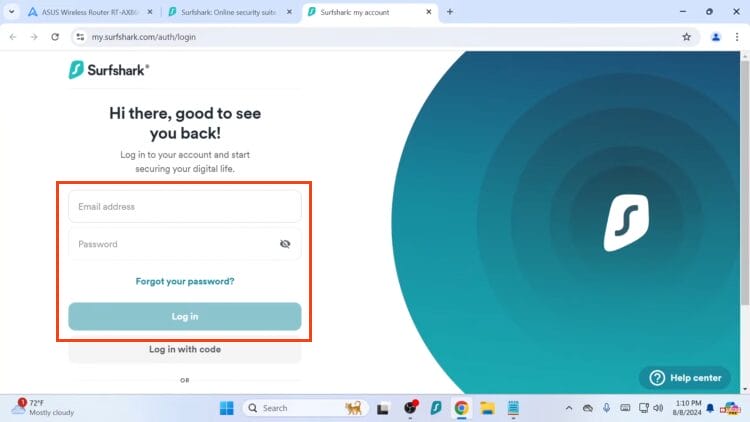 enter your login credentials