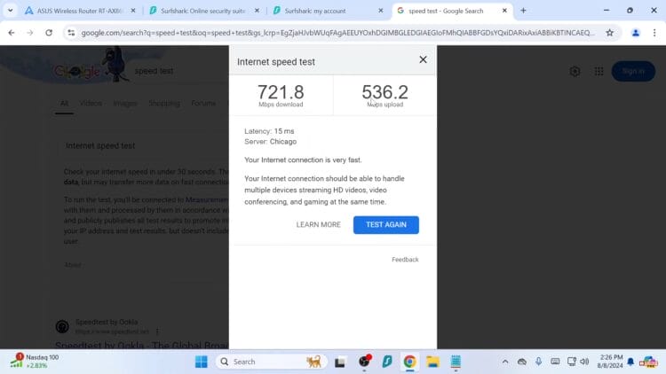 make note of internet speed