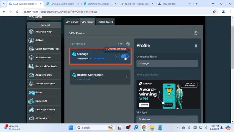 deactivate VPN on router