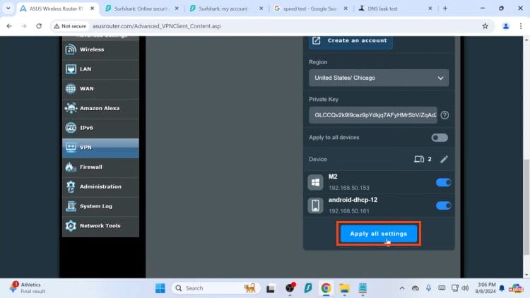 click apply all settings