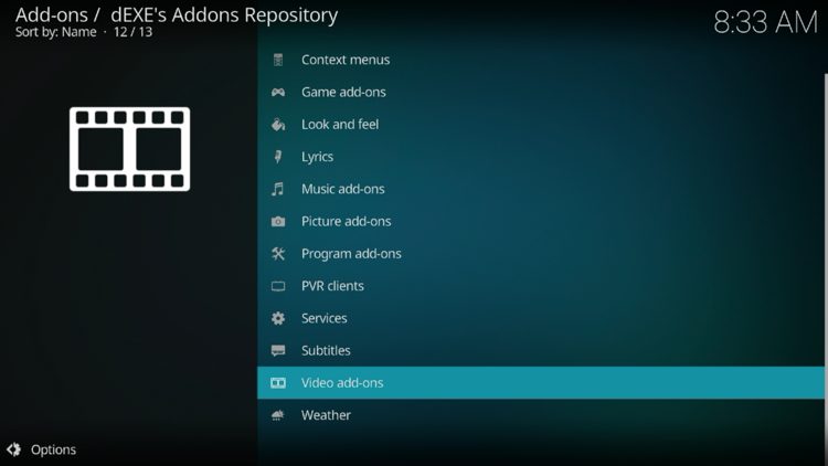 Scroll down and select Video add-ons