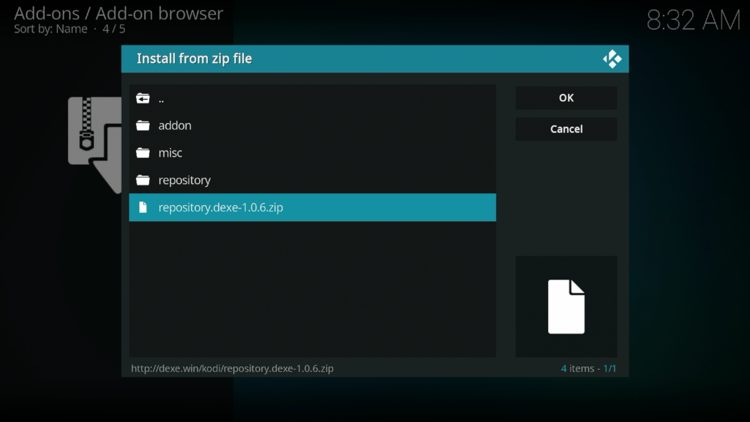 Click the zip file URL - repository.dexe.zip