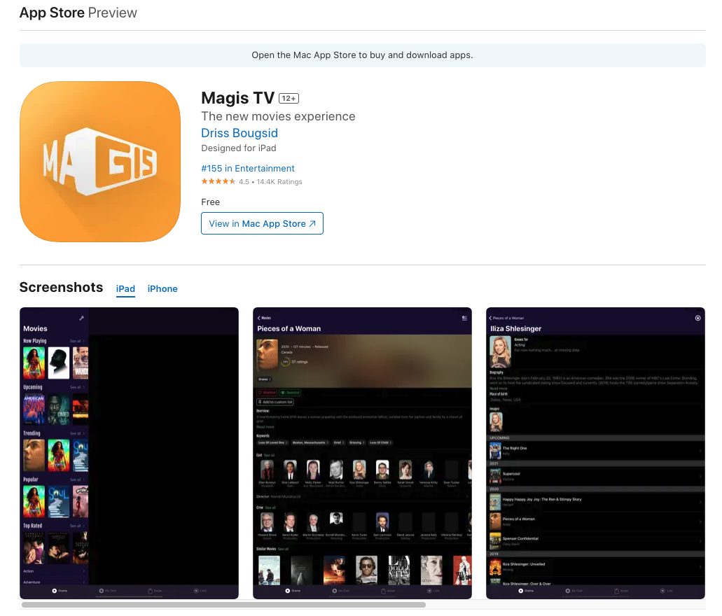 MagisTV Apple App Store