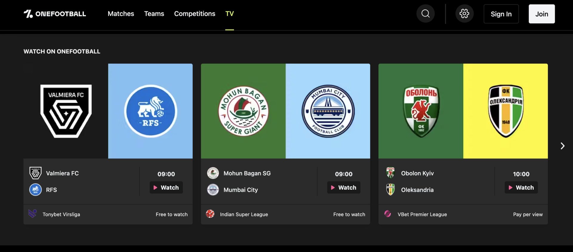 OneFootball Website