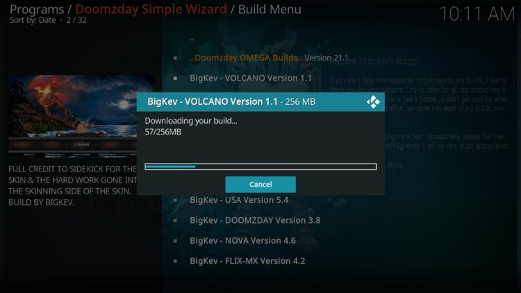 Wait for you build to download.