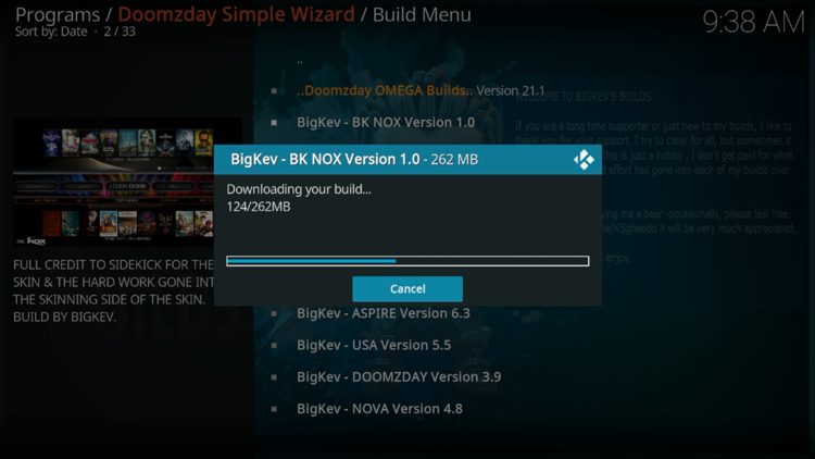 Wait for your build to download.