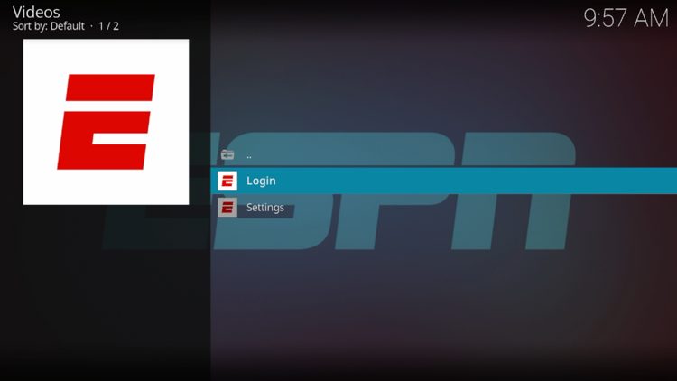 Installation of the ESPN Kodi Addon is now complete.