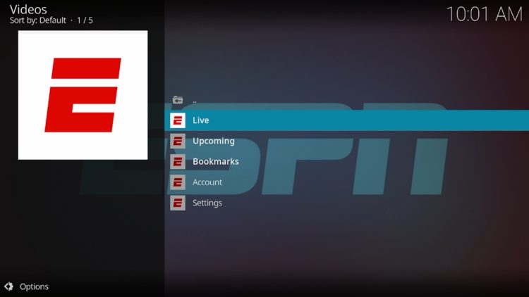 Return back to the ESPN add-on and should now be logged in with your account