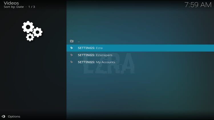 choose settings: Ezra