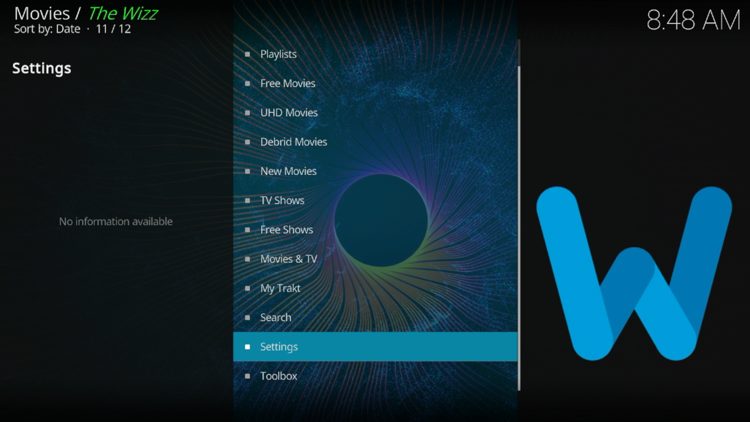 1. From the main menu, select Settings.