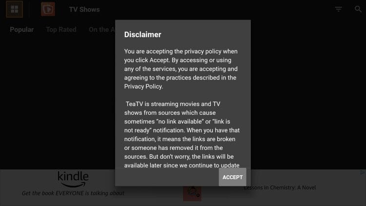 TeaTV Disclaimer