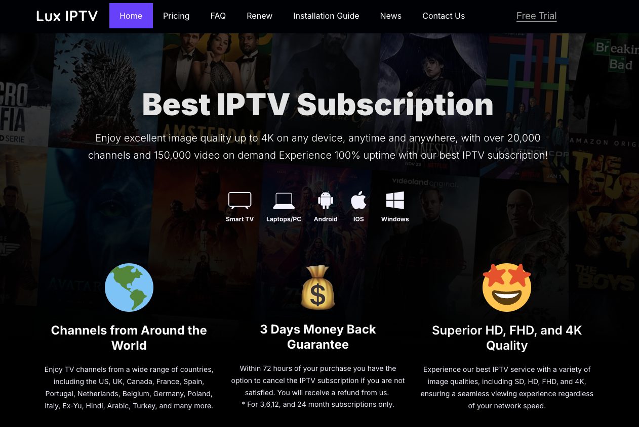 Lux IPTV Website