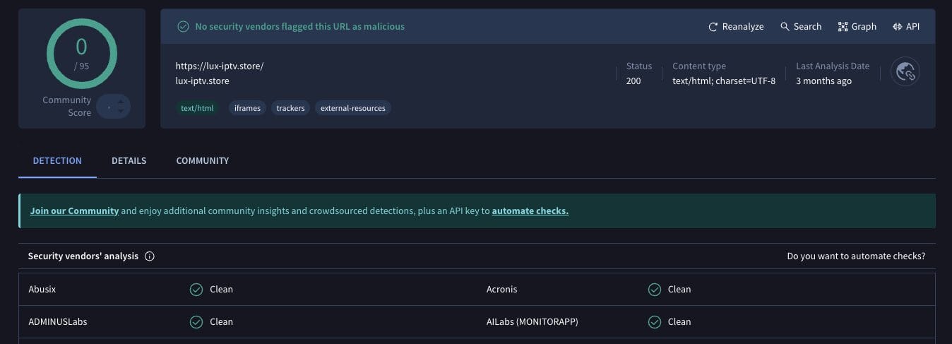 Escaneo total del virus Lux IPTV