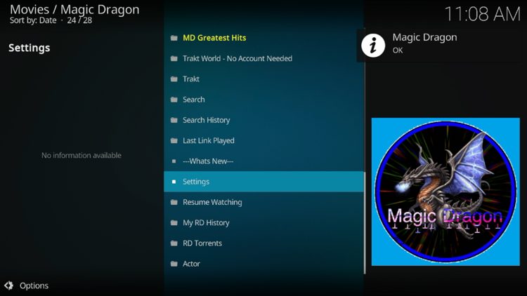 Return to Kodi and you will see success message in the upper right hand corner.