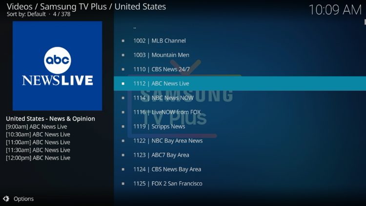 Samsung TV Plus Addon Channels