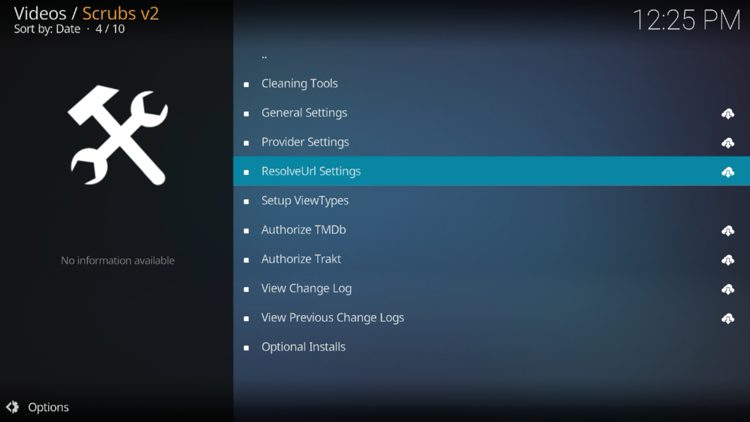 Select ResolveURL Settings