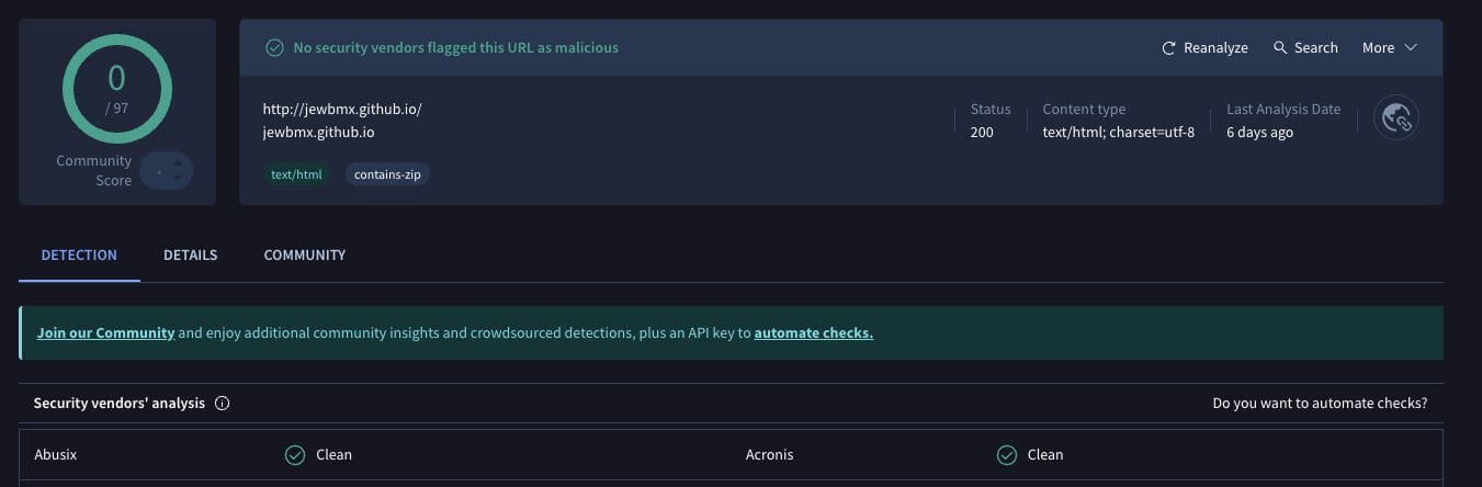 Scrubs V2 Addon VirusTotal Scan