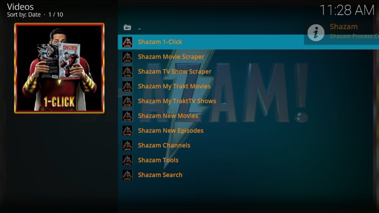 You have successfully installed the Shazam add-on for Kodi