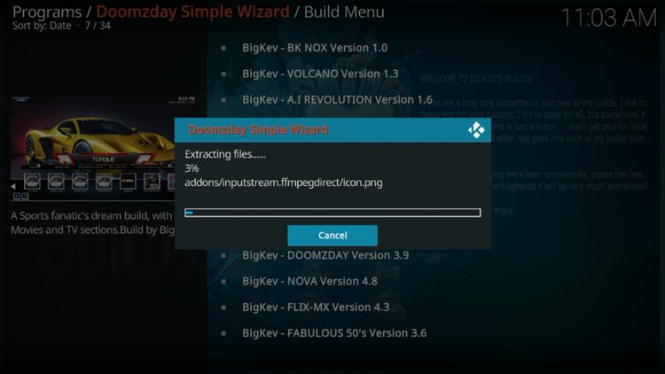 Wait for you build to download.