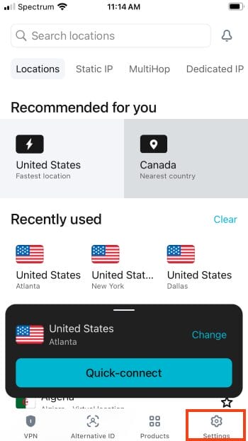click settings for bypass on ios