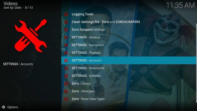 Click Settings: Accounts
