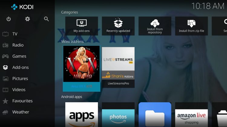 Then go back to the Home screen of Kodi and select Add-ons, then choose Area 69 X.