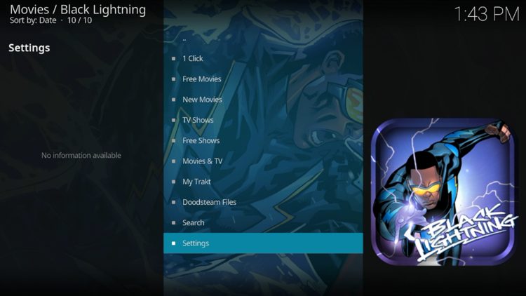 From the main menu, select Settings.