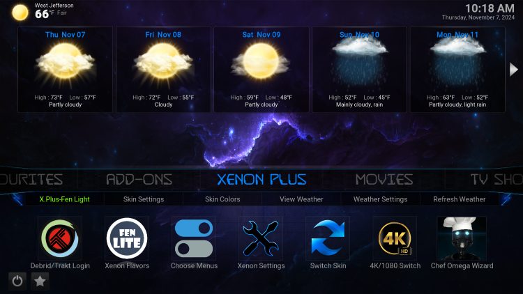 Diggz Xenon home screen