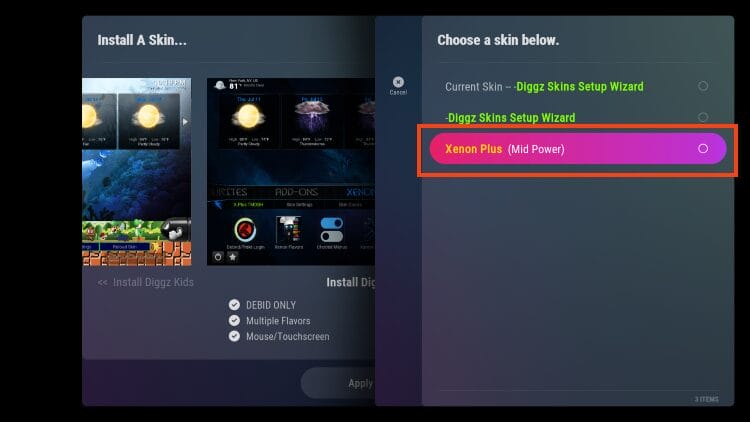 choose the skin previously selected