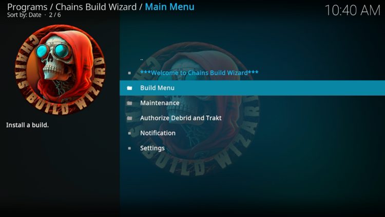 Choose Build Menu.